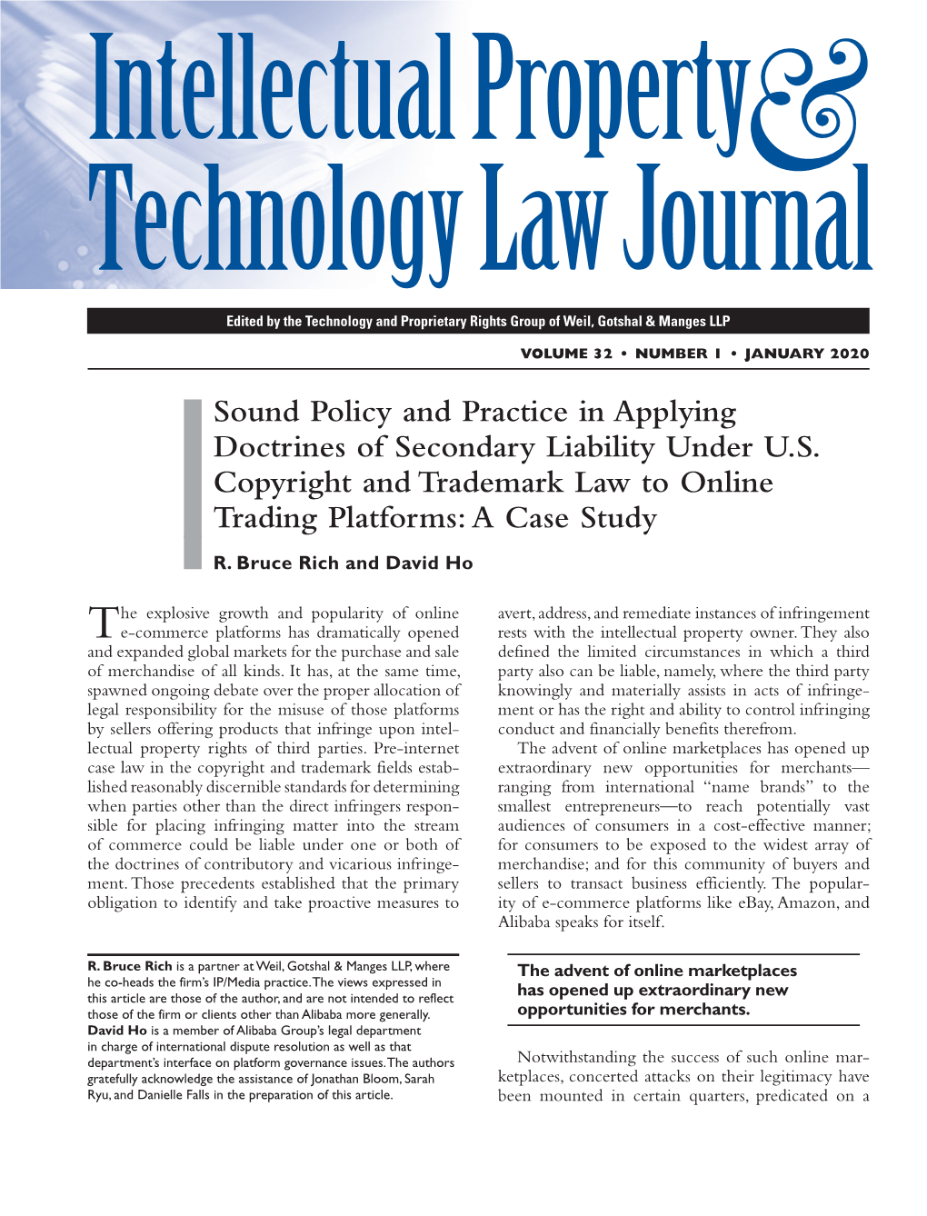 Intellectual Property Technology Law Journal