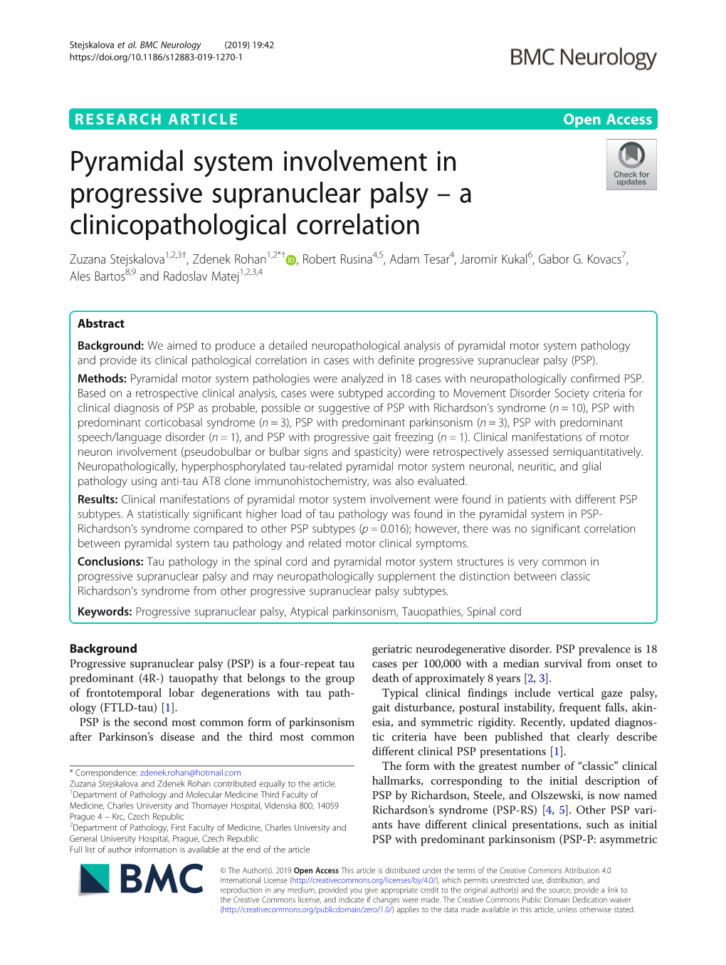Pyramidal System Involvement in Progressive Supranuclear Palsy – A