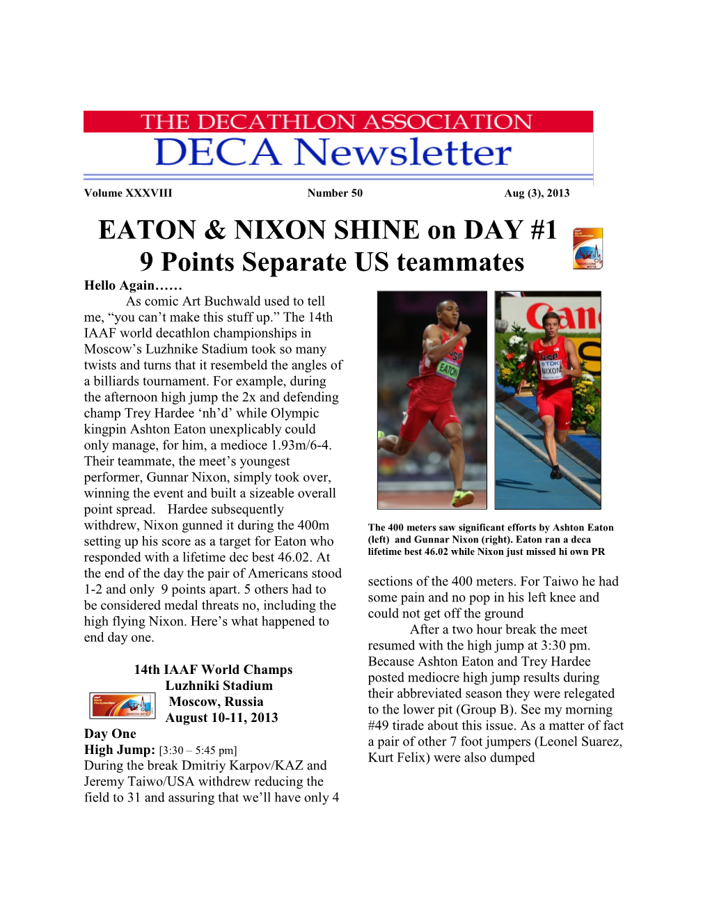 EATON & NIXON SHINE on DAY #1 9 Points Separate US Teammates