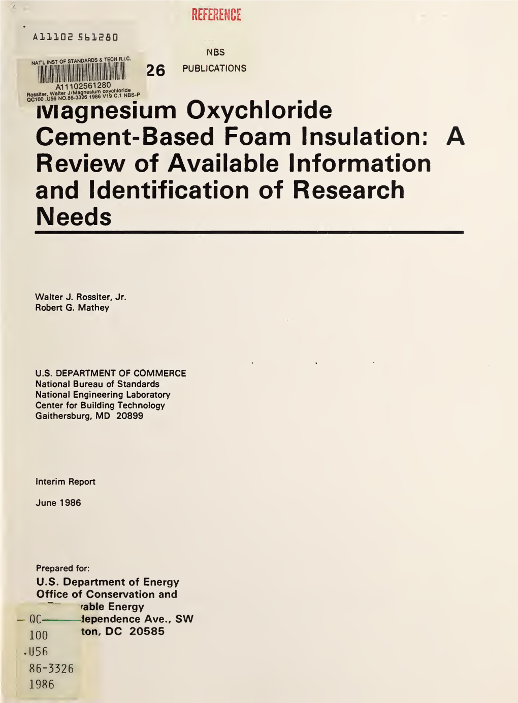 Magnesium Oxychloride Cement-Based Foam Insulation : A