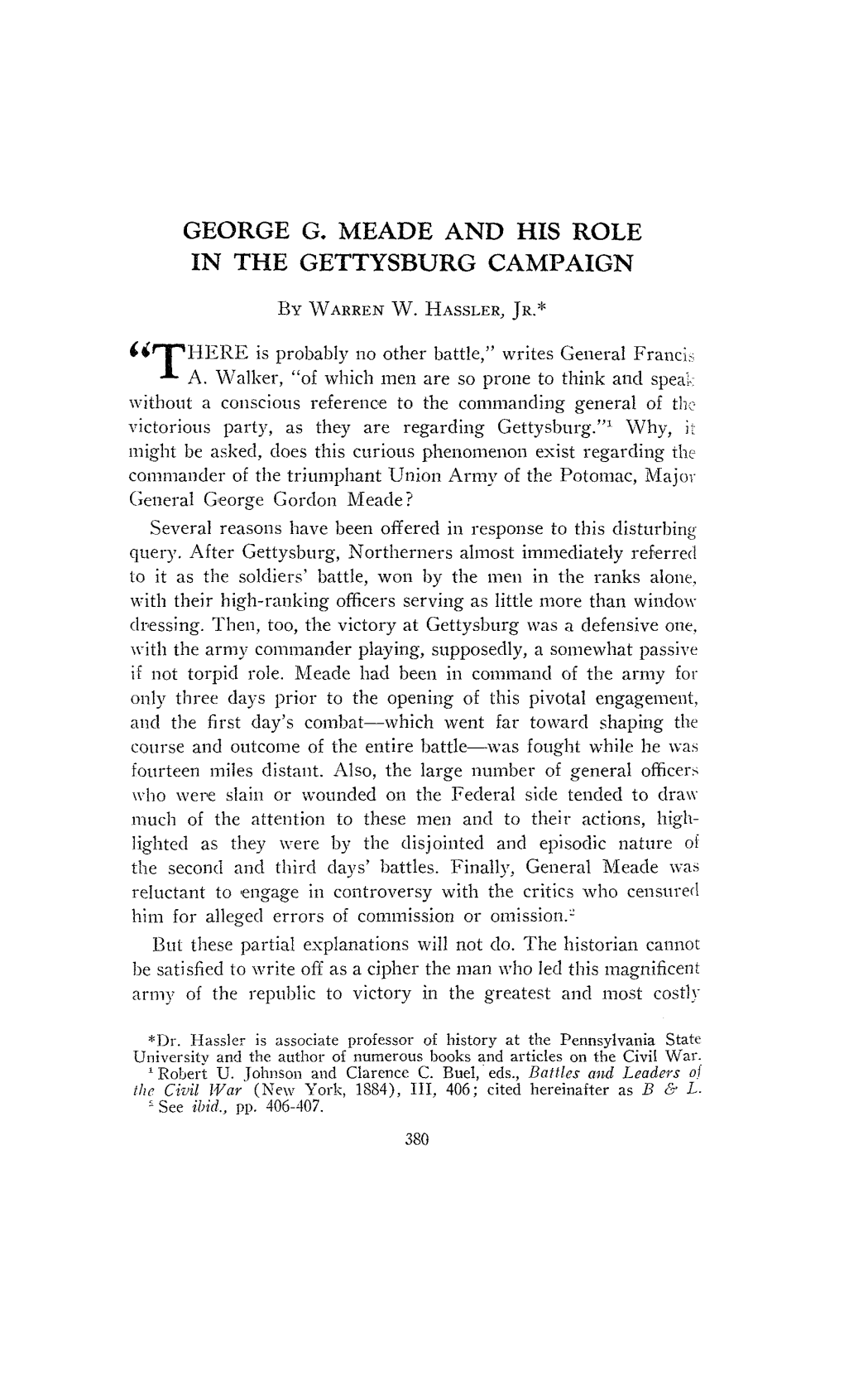 George G. Meade and His Role in the Gettysburg Campaign