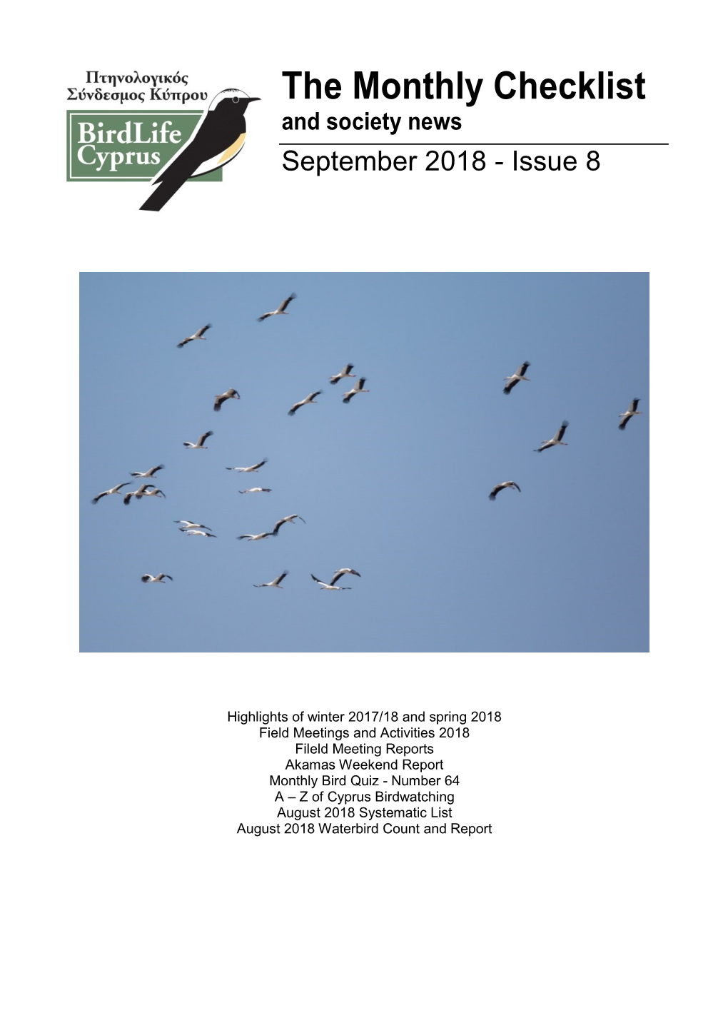 The Monthly Checklist and Society News September 2018 - Issue 8