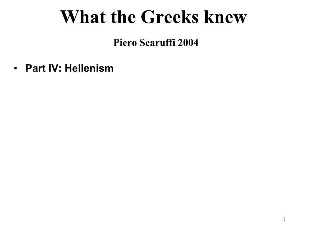 What the Greeks Knew Piero Scaruffi 2004