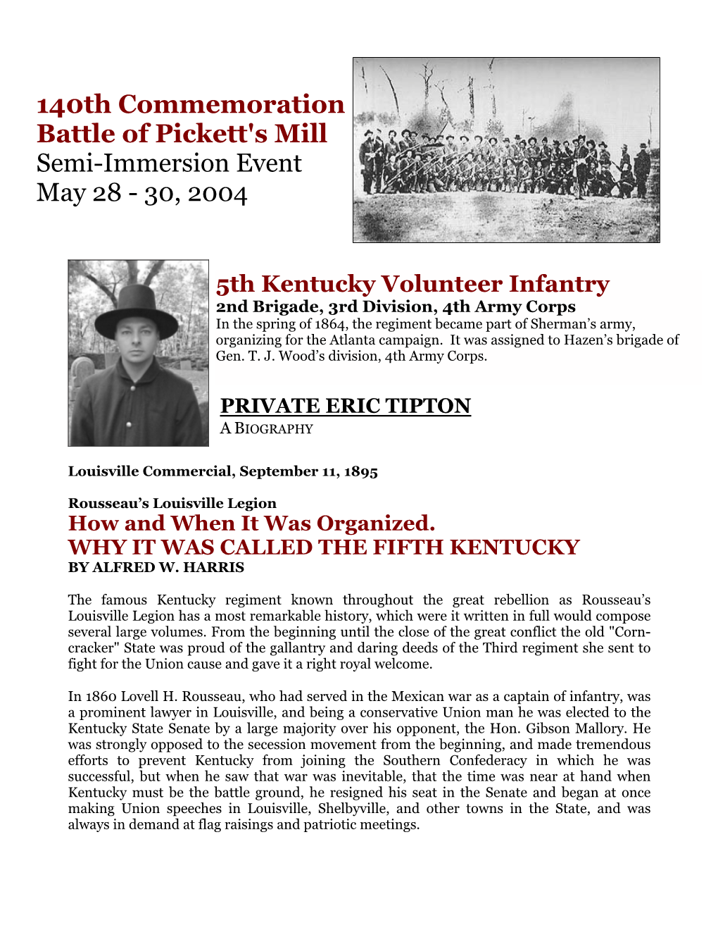 140Th Commemoration Battle of Pickett's Mill