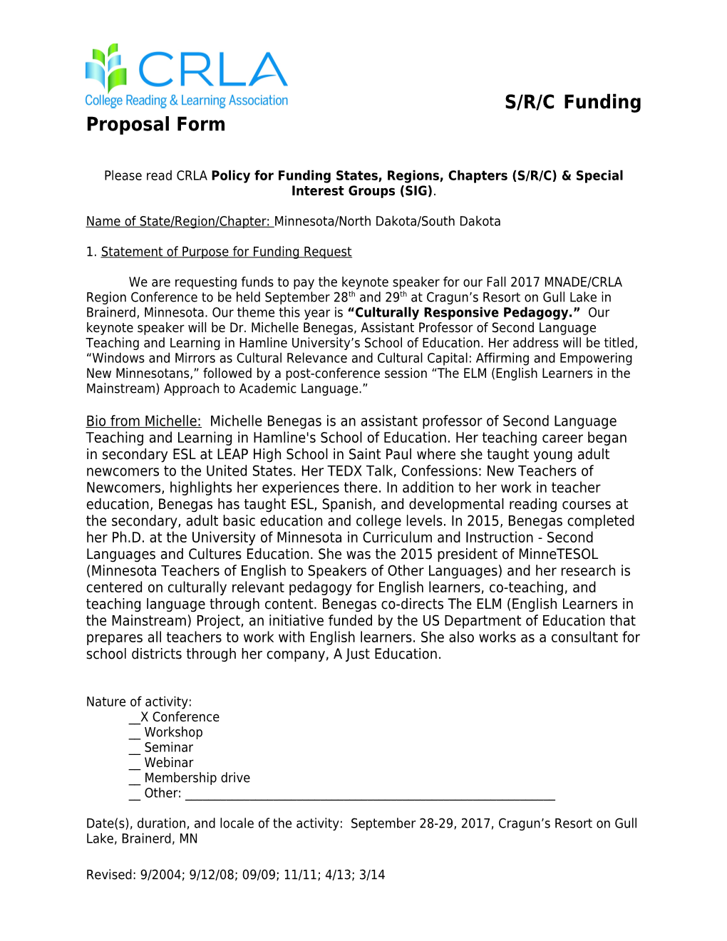 Crla Funding Proposal Form