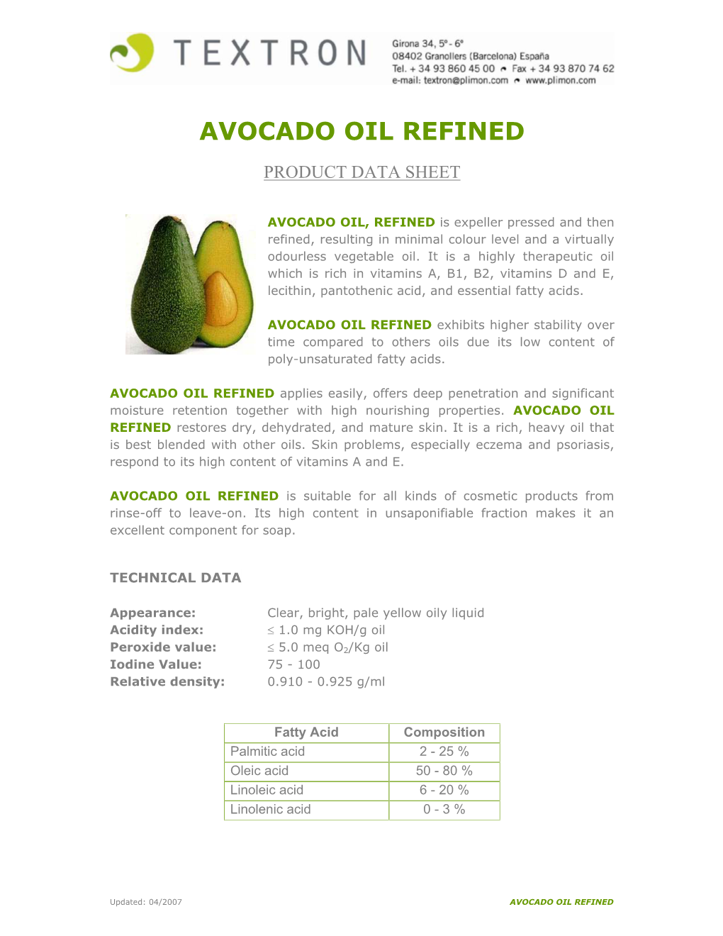 Avocado Oil Refined