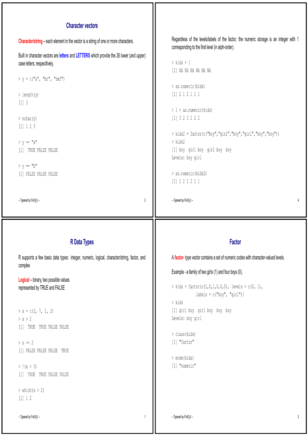 R Data Types Character Vectors Factor