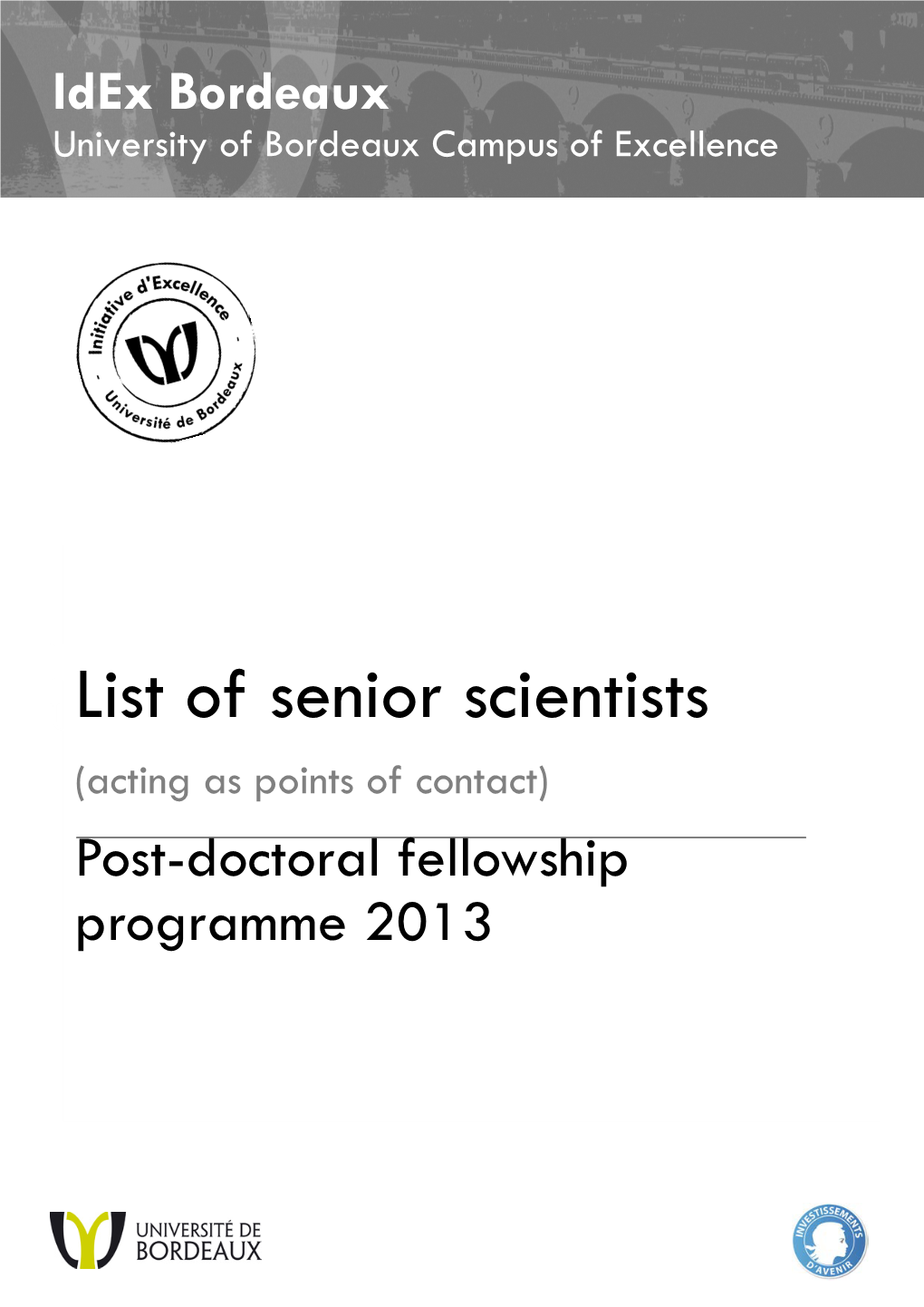 List of Senior Scientists Université De Bordeaux Campus D’Excellence