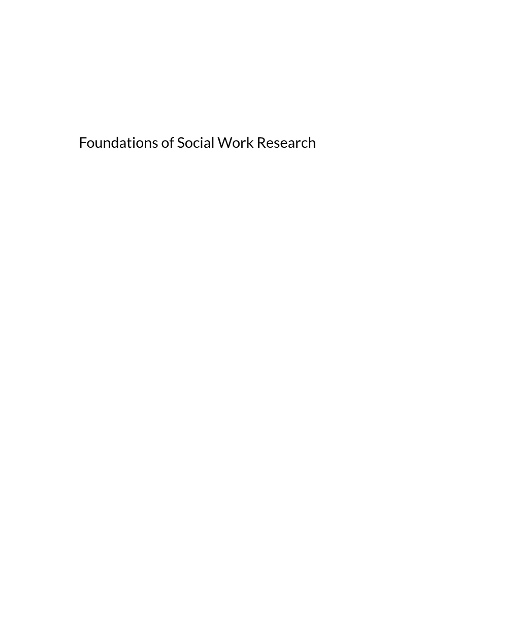 Foundations of Social Work Research