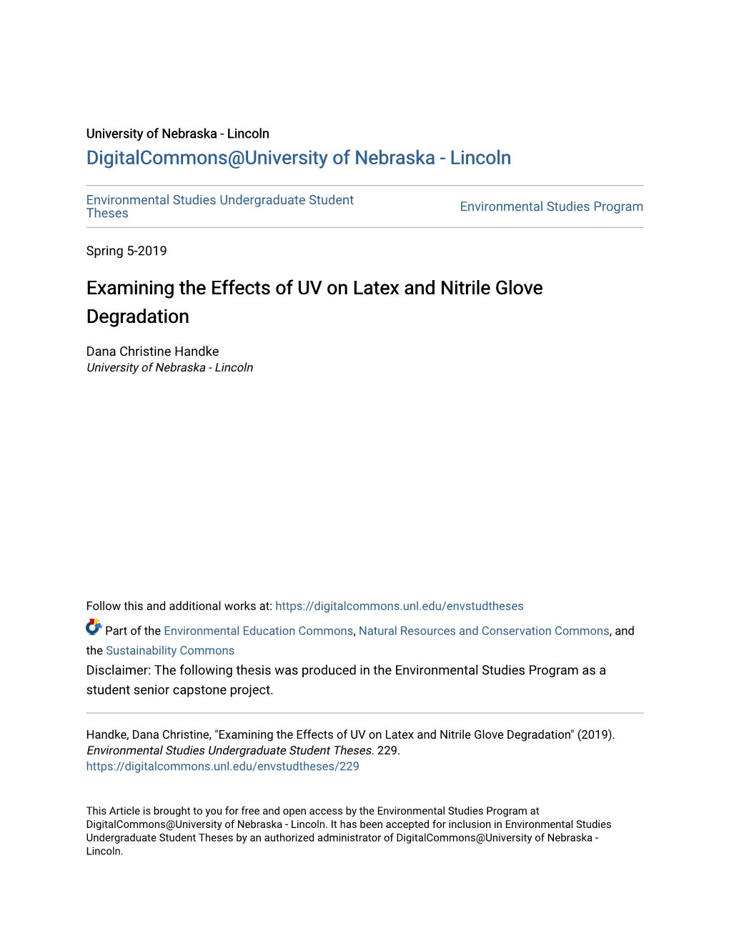 Examining the Effects of UV on Latex and Nitrile Glove Degradation