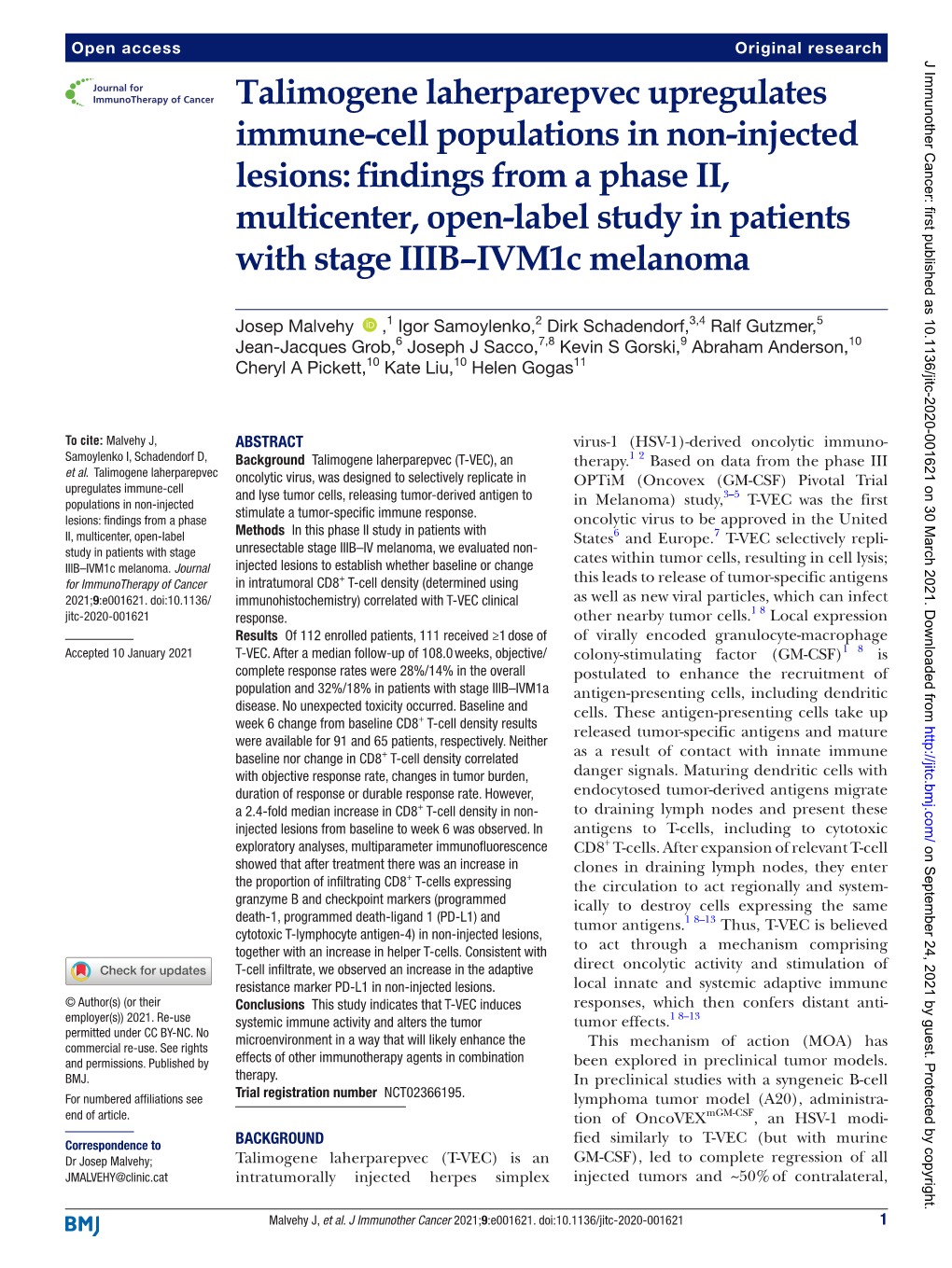 Talimogene Laherparepvec Upregulates Immune-Cell