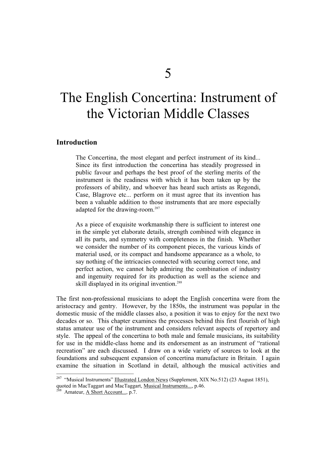 5 the English Concertina: Instrument of the Victorian Middle Classes