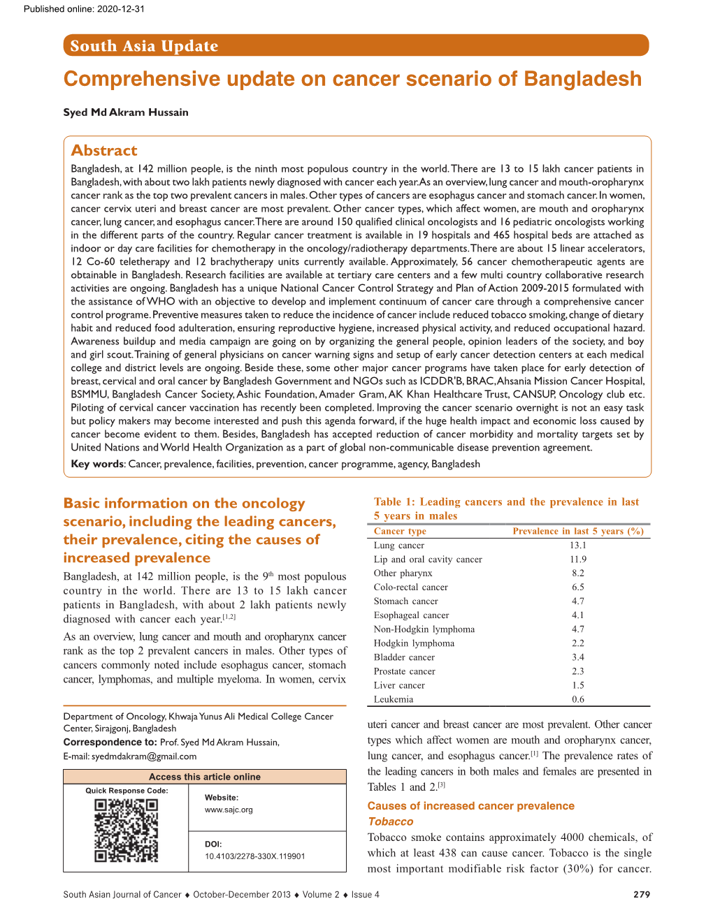 Comprehensive Update on Cancer Scenario of Bangladesh