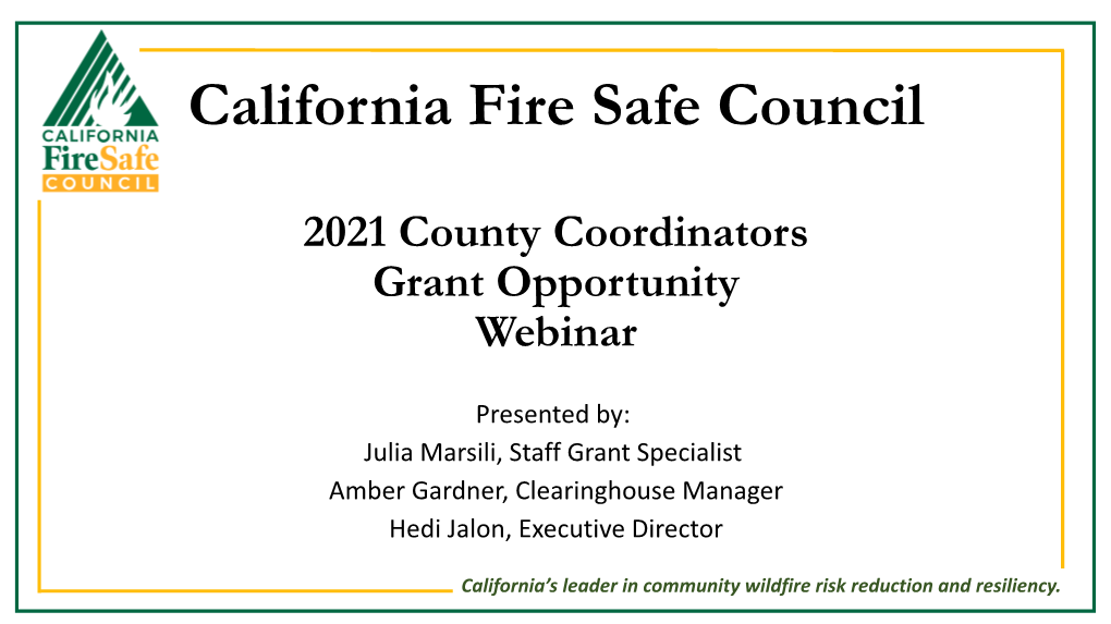 California Fire Safe Council