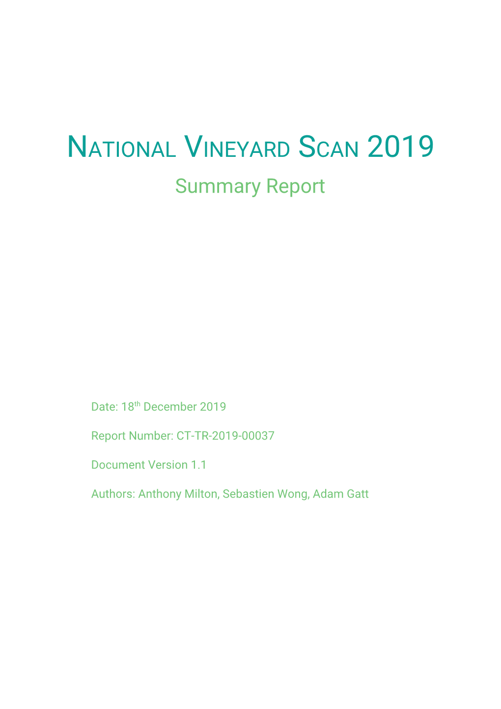 NATIONAL VINEYARD SCAN 2019 Summary Report