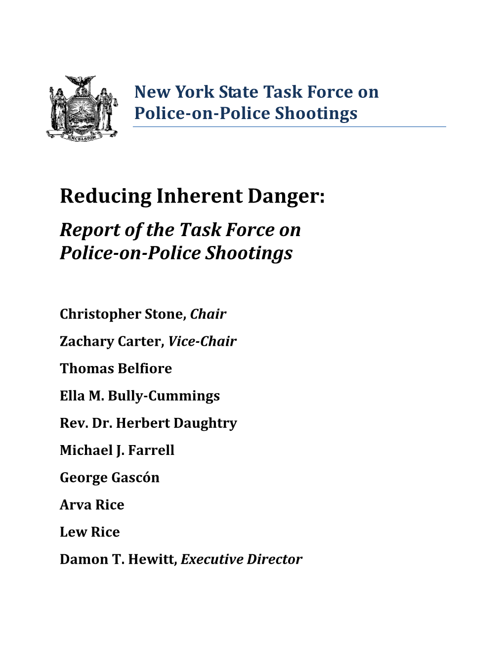 Report of the Task Force on Police-On-Police Shootings