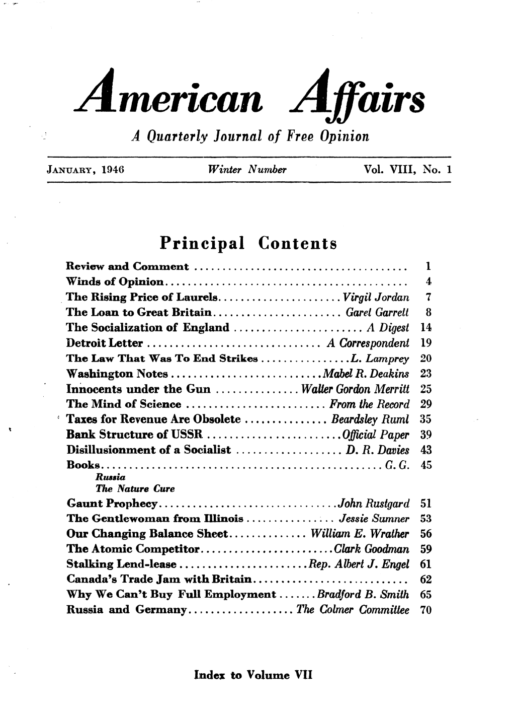 American Affairs Is a Quarterly Journal of Thought and Opinion