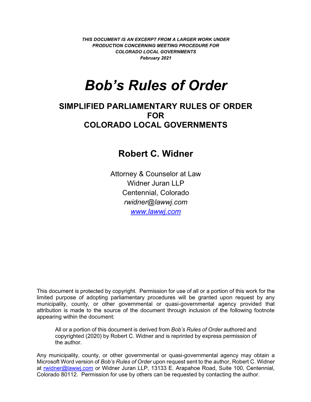 Bob's Rules of Order