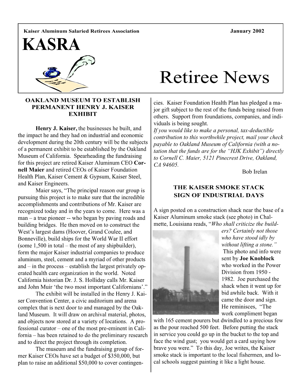 KASRA Retiree News