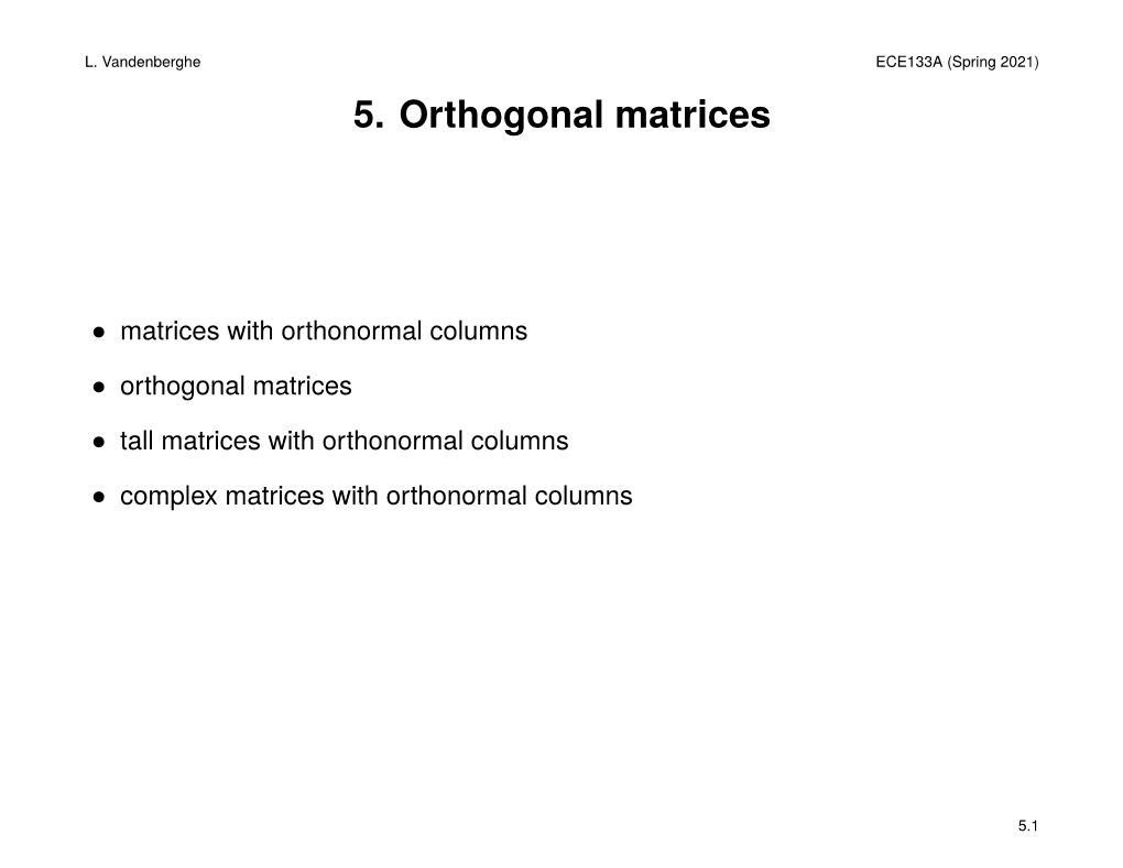 5. Orthogonal Matrices