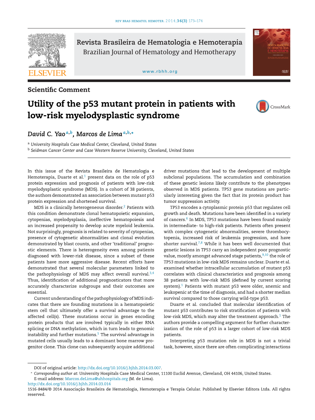 Utility of the P53 Mutant Protein in Patients with Low-Risk Myelodysplastic Syndrome