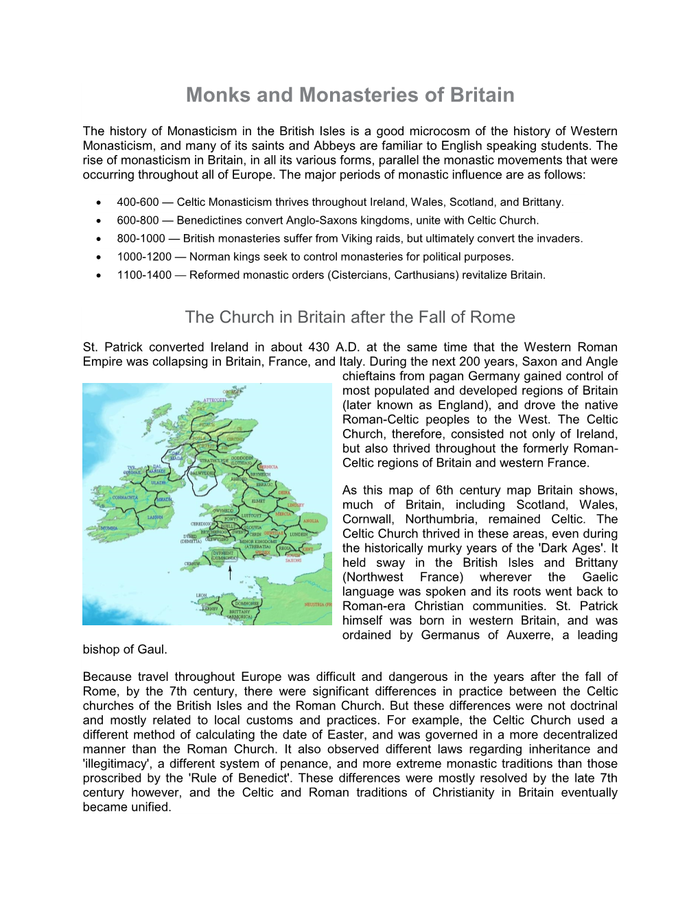 Monks and Monasteries of Britain