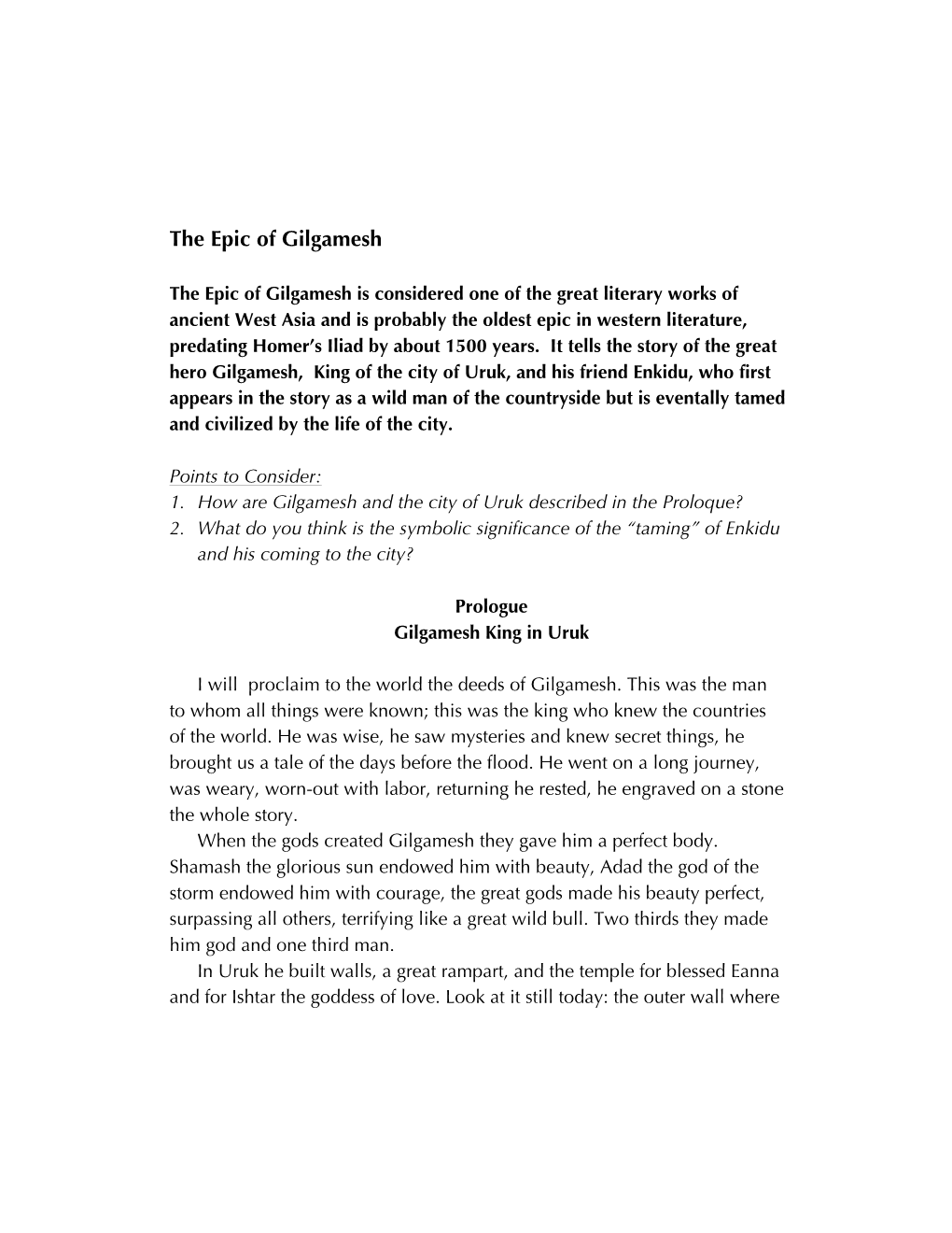 The Epic of Gilgamesh