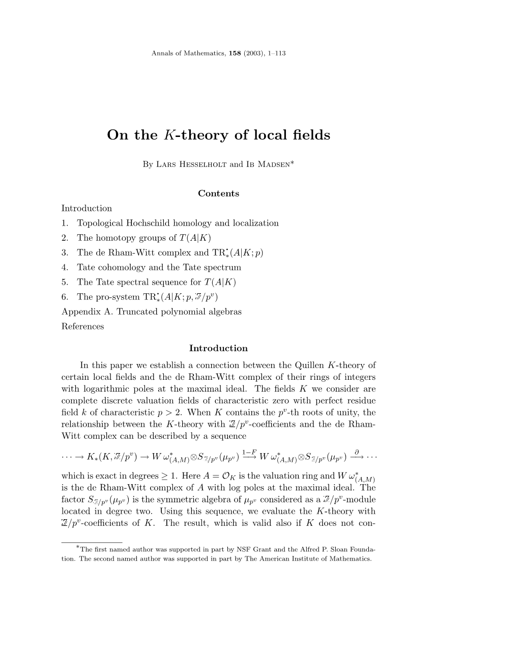 On the K-Theory of Local Fields