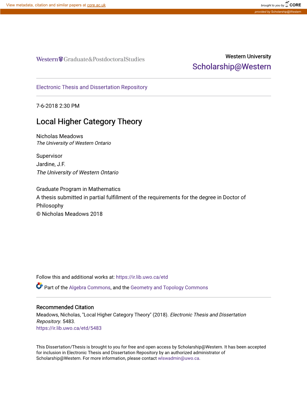 Local Higher Category Theory