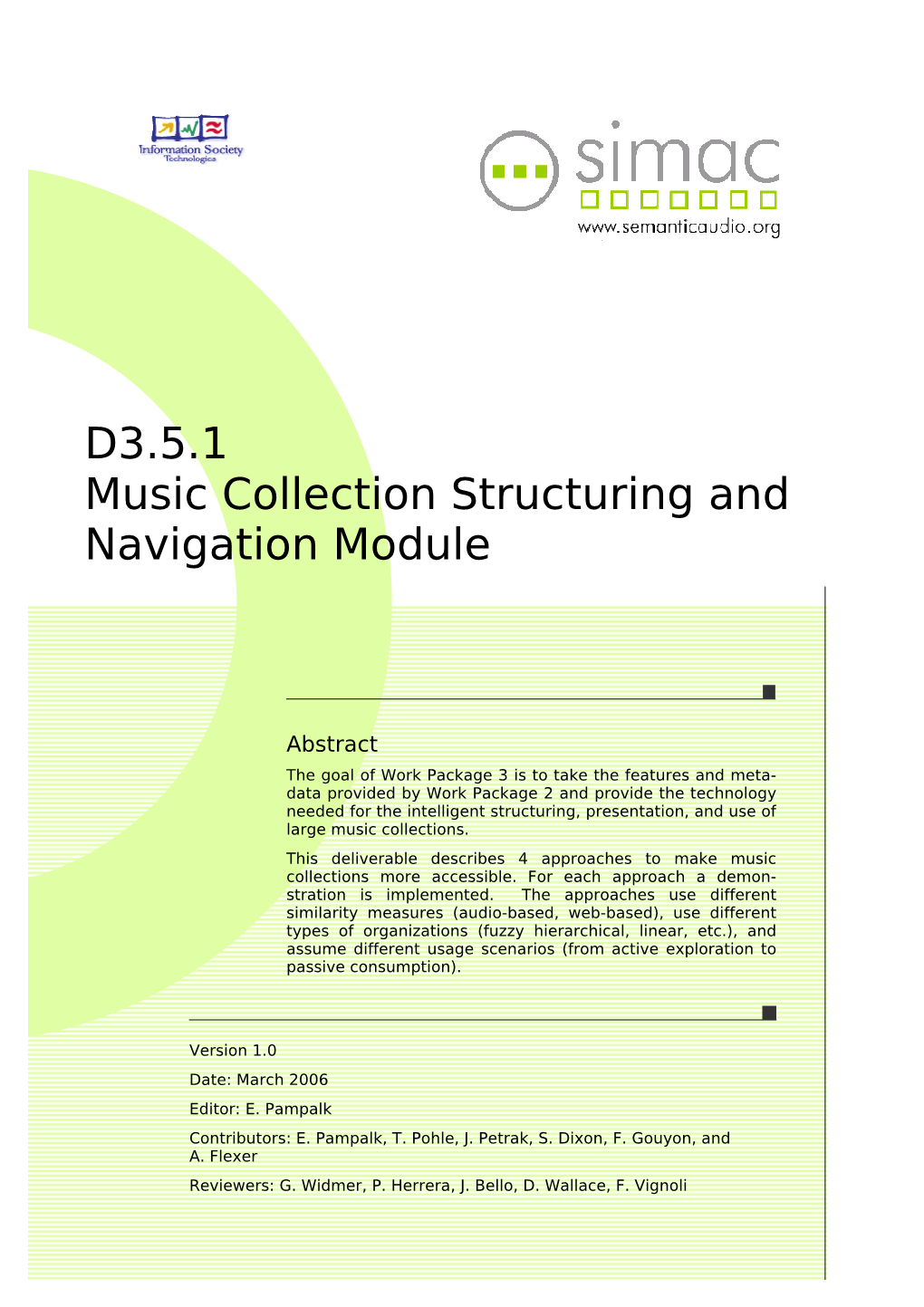 D3.5.1 Music Collection Structuring and Navigation Module