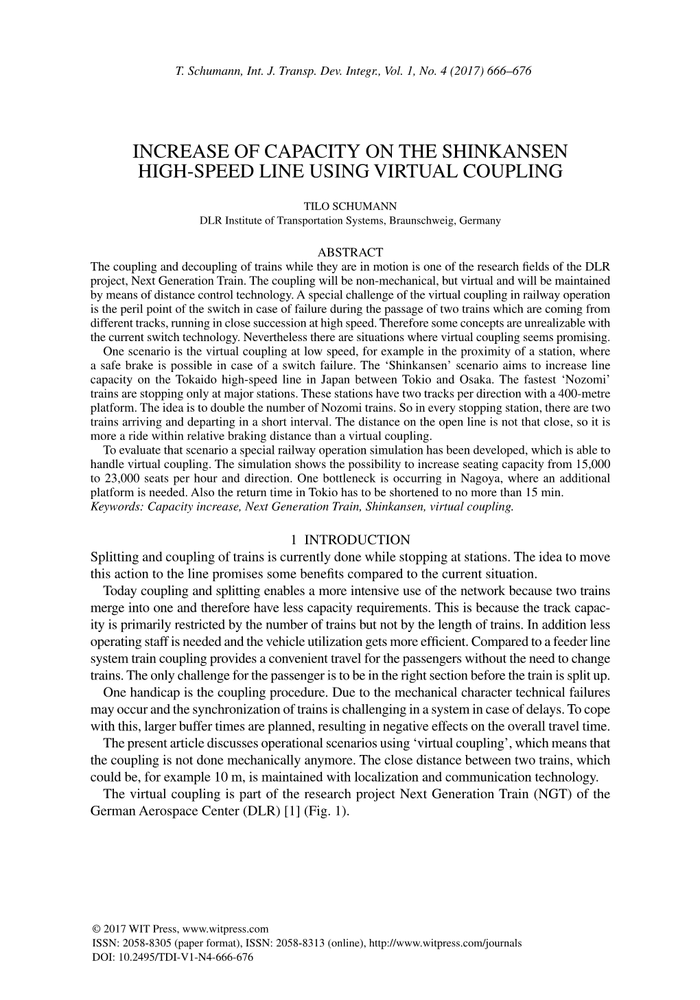 Increase of Capacity on the Shinkansen High-Speed Line Using Virtual Coupling