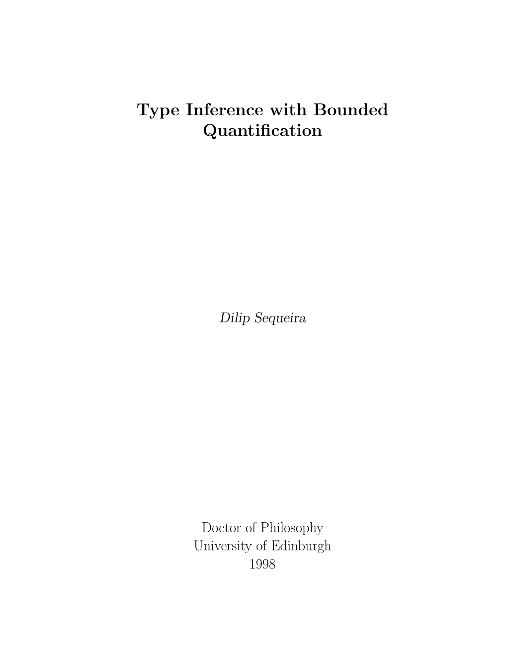 Type Inference with Bounded Quantification