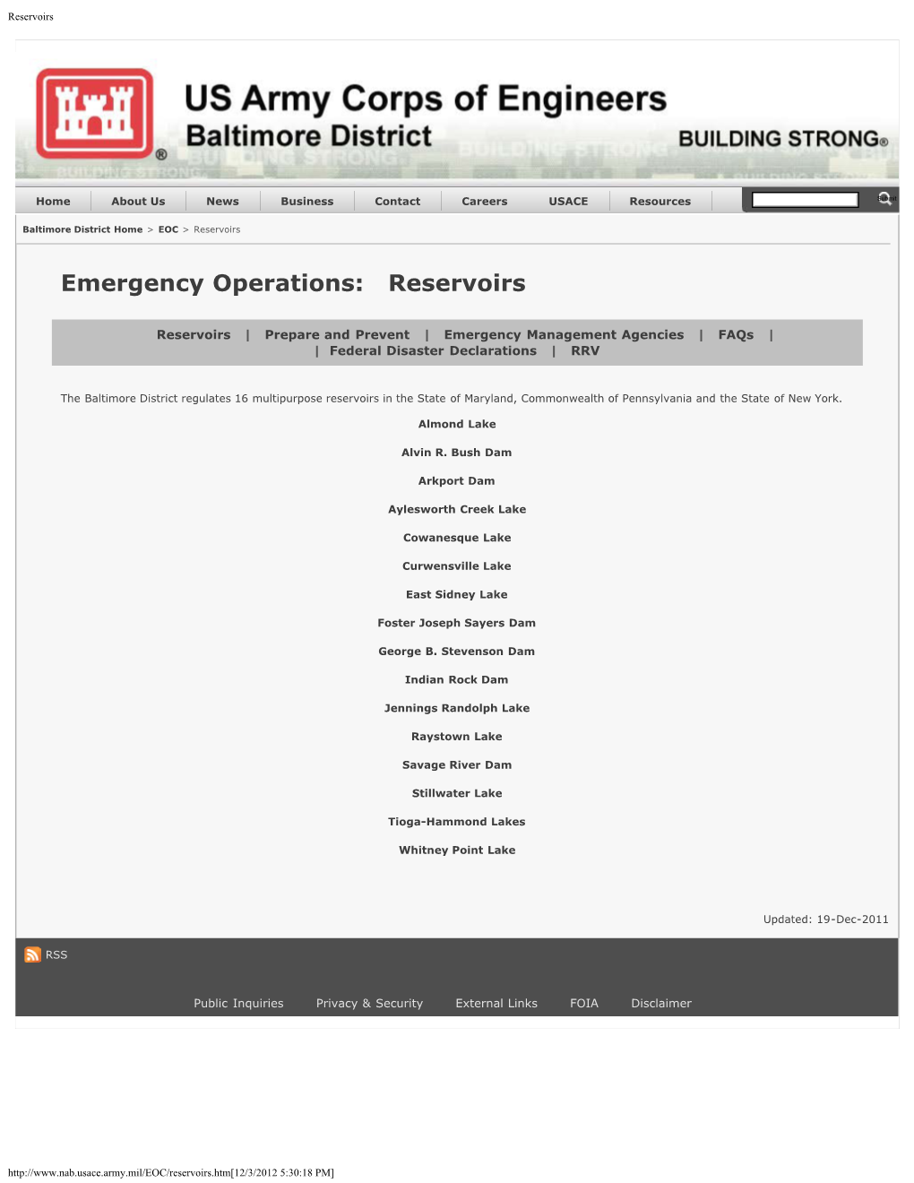 USACE (U.S. Army Corps of Engineers) 2012 