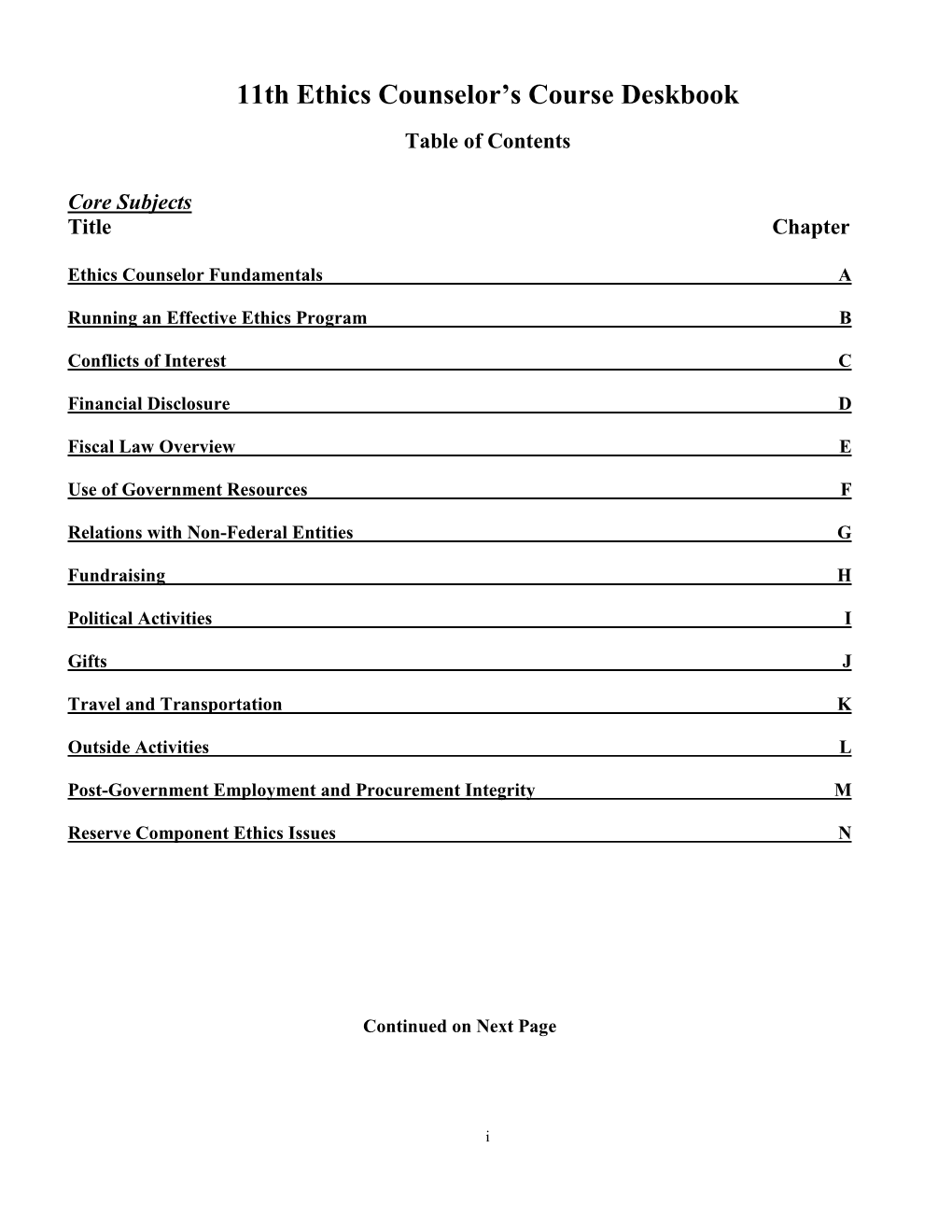 11Th Ethics Counselor's Course Deskbook