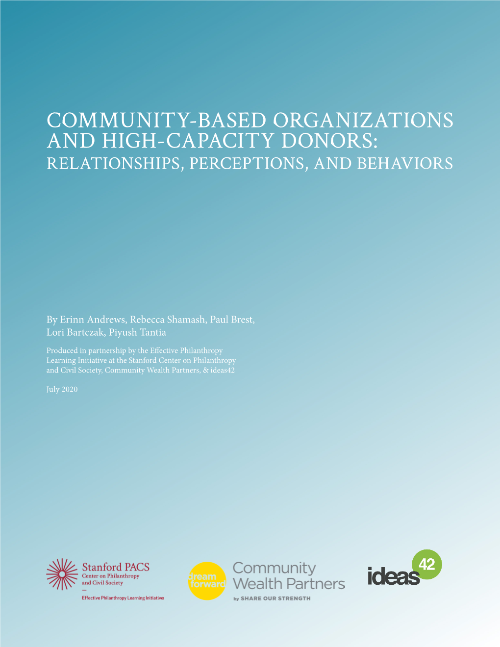 Community-Based Organizations and High-Capacity Donors: Relationships, Perceptions, and Behaviors