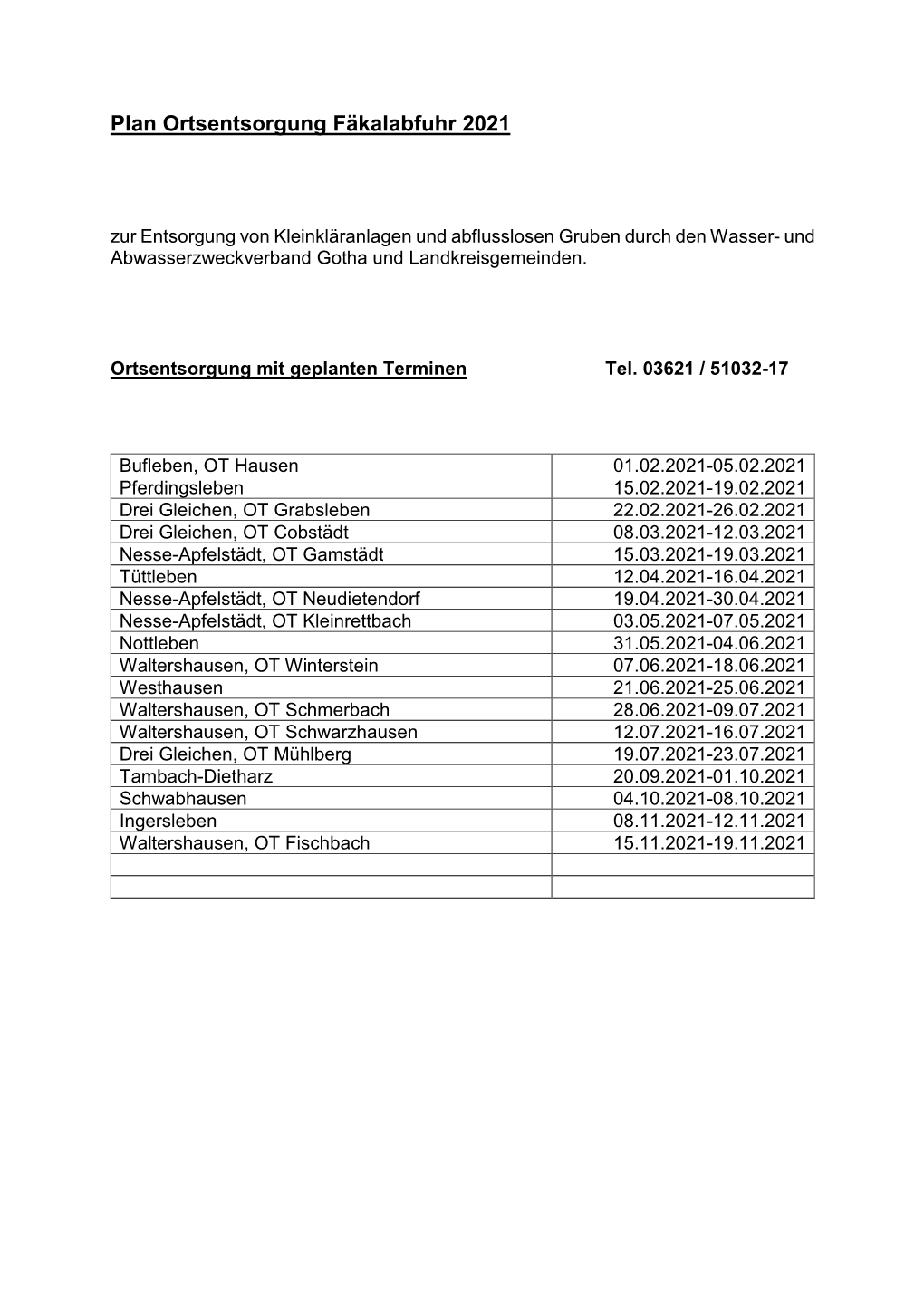 Plan Ortsentsorgung WAZV Gotha Und Landkreisgemeinden