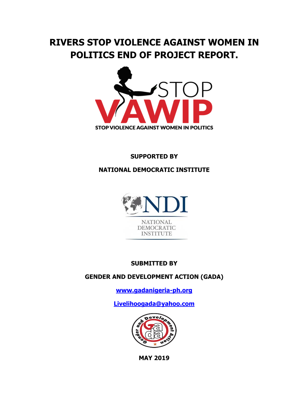 Rivers Stop Violence Against Women in Politics End of Project Report