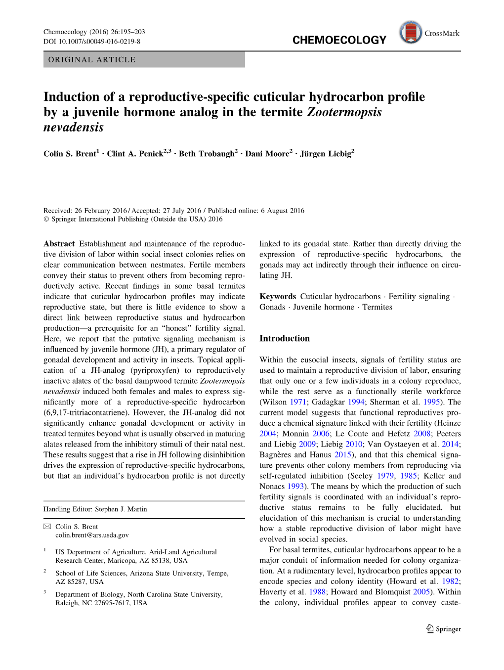 Induction of a Reproductive-Specific Cuticular Hydrocarbon Profile by A