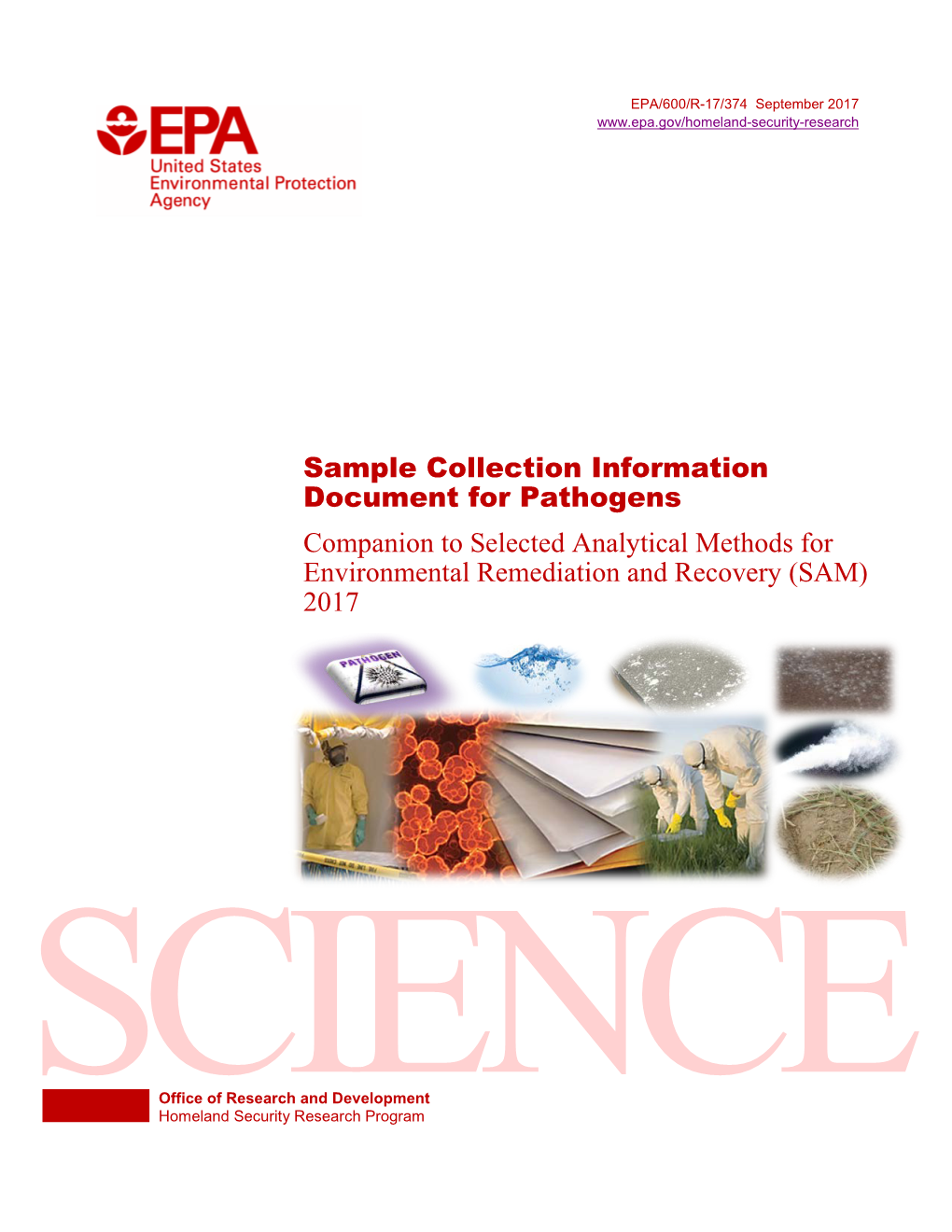 Sample Collection Information Document for Pathogens Companion to Selected Analytical Methods for Environmental Remediation and Recovery (SAM) 2017