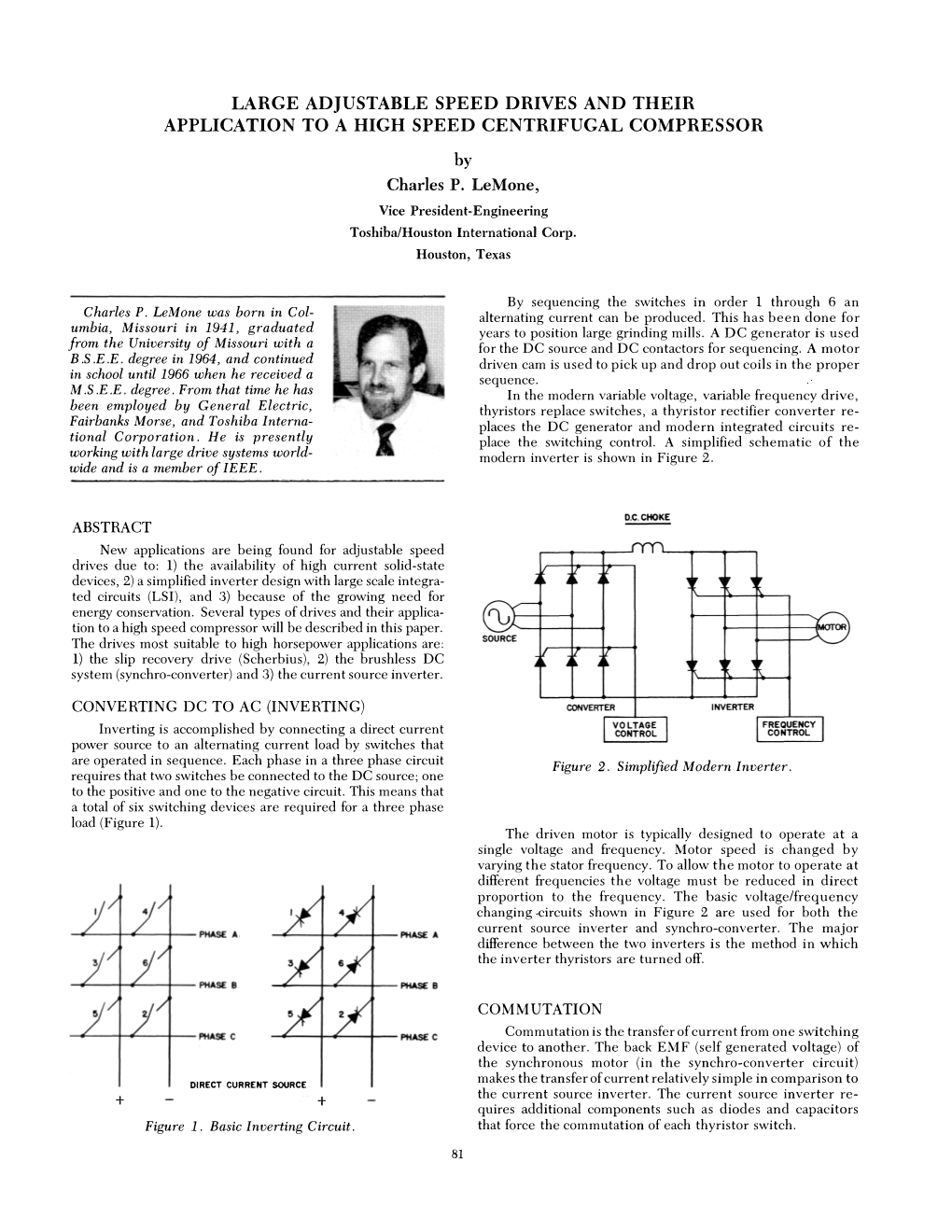 Large Adjustable Speed Drives and Their Application to a High Speed Centrifugal Compressor