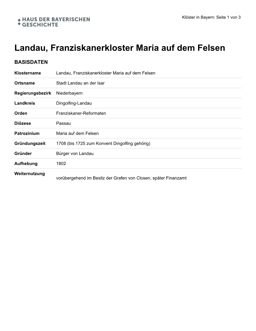 Landau, Franziskanerkloster Maria Auf Dem Felsen