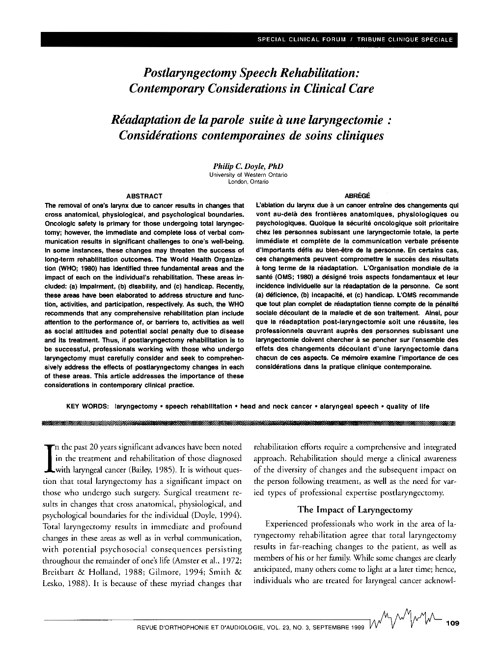 Postlaryngectomy Speech Rehabilitation: Contemporary Considerations in Clinical Care