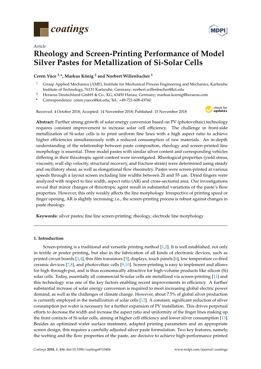 Rheology and Screen-Printing Performance of Model Silver Pastes for Metallization of Si-Solar Cells