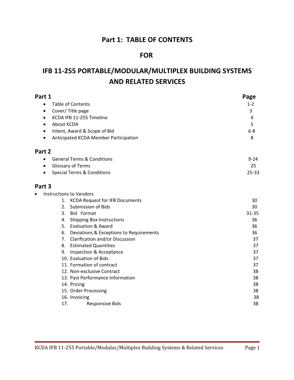 Ifb 11-255 Portable/Modular/Multiplex Building Systems and Related Services