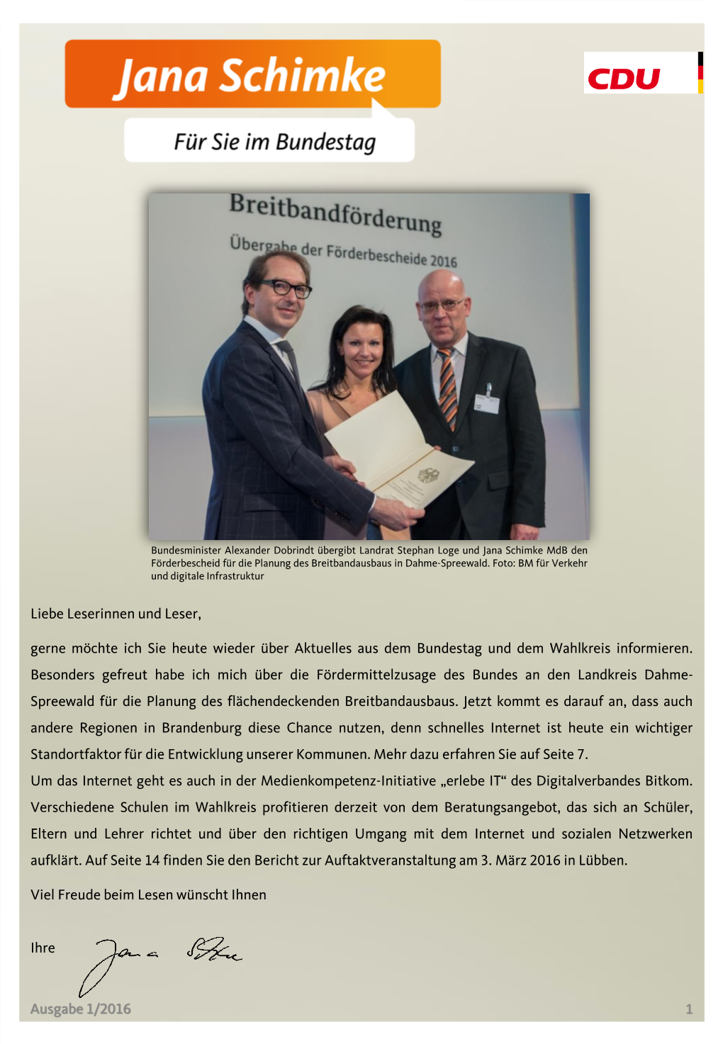 Newsletter Frühjahr 2016