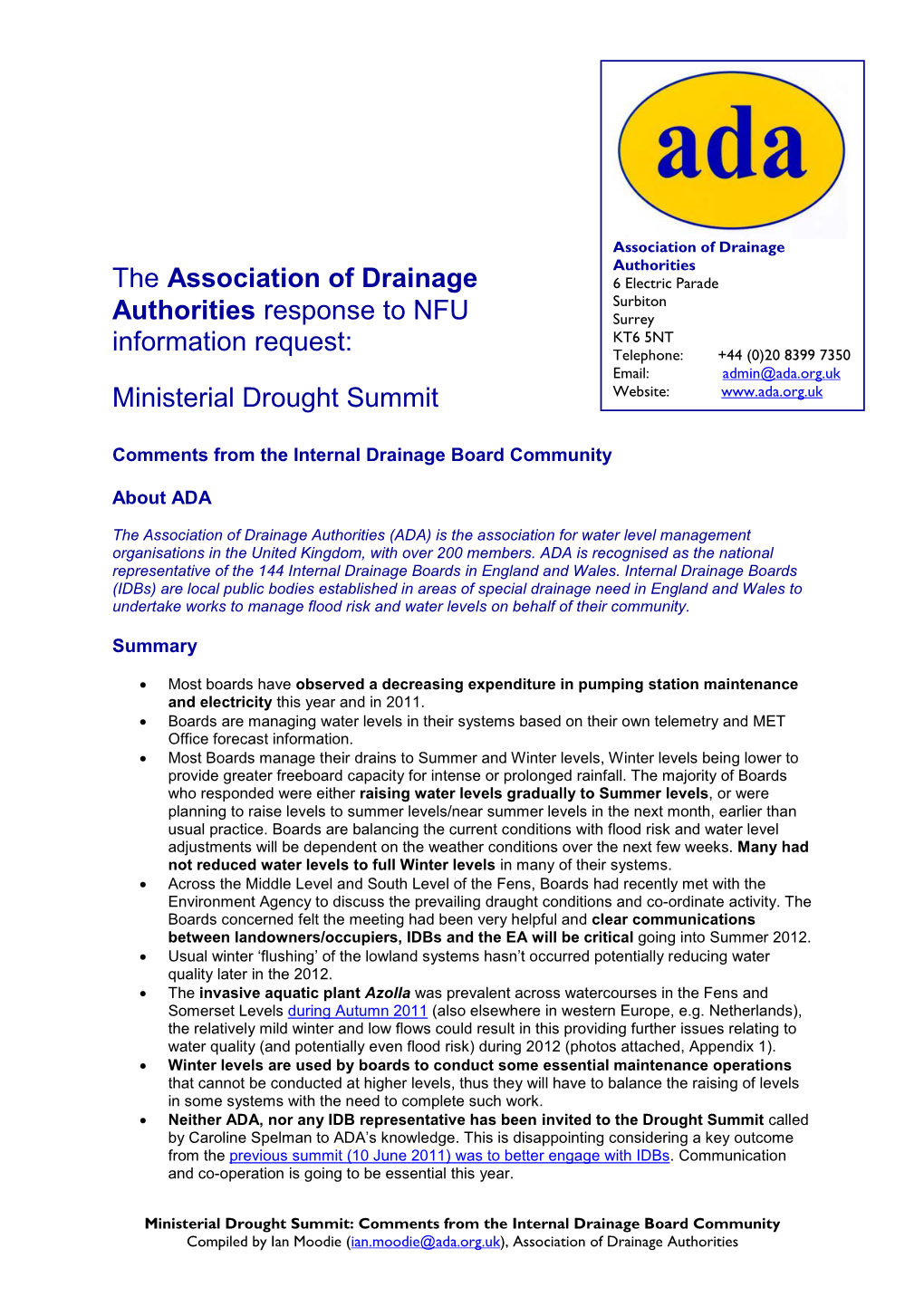 Ministerial Drought Summit Website