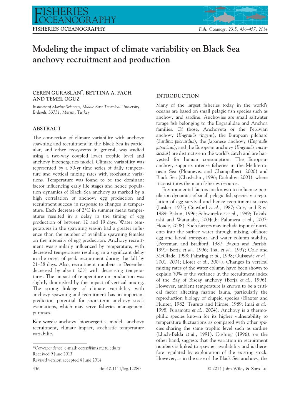 Modeling the Impact of Climate Variability on Black Sea Anchovy Recruitment and Production