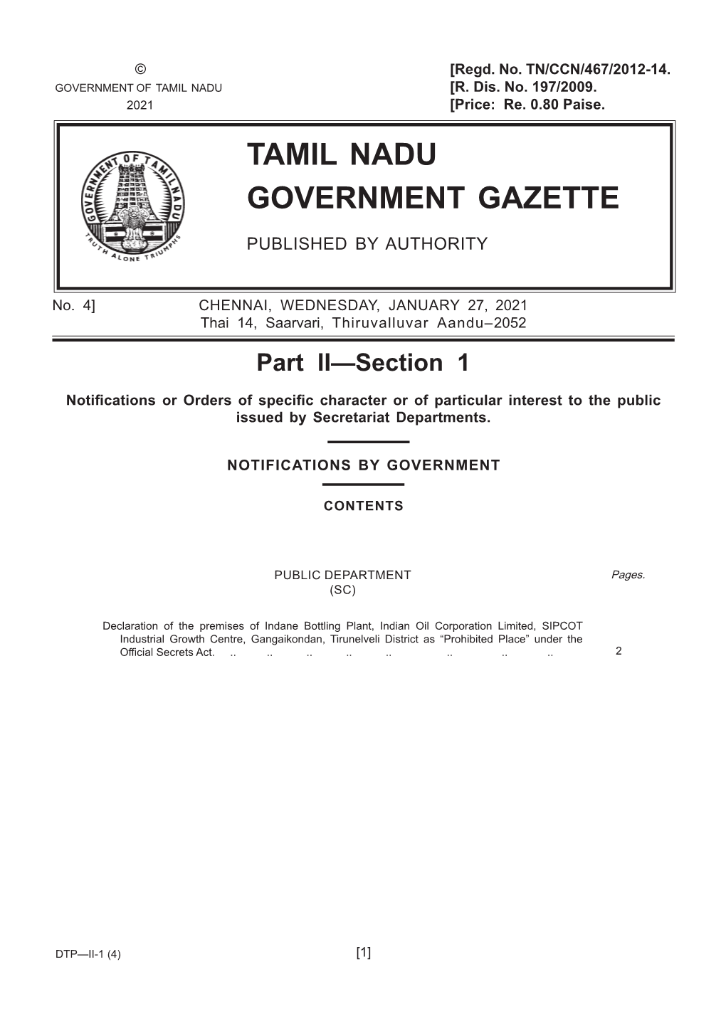 Tamil Nadu Government Gazette