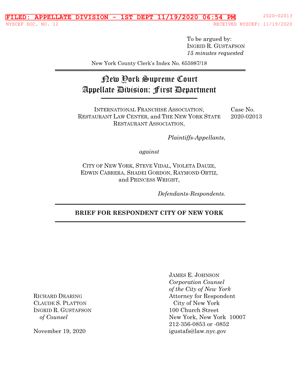 New York Supreme Court Appellate Division: First Department