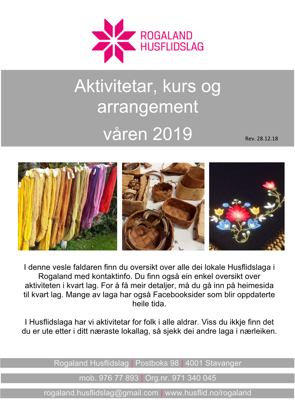 Aktivitetar, Kurs Og Arrangement Våren 2019